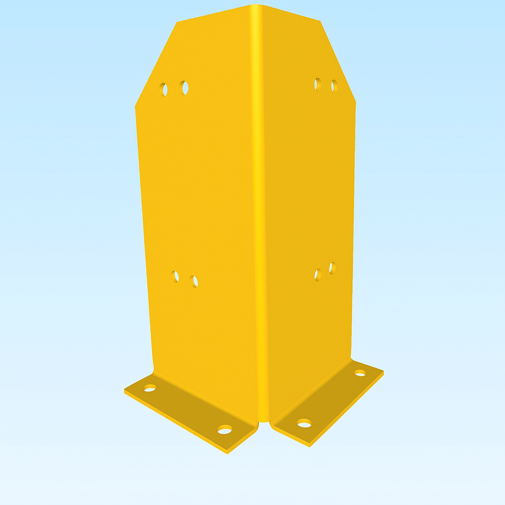 Equerre metallique jaune sur fond bleu